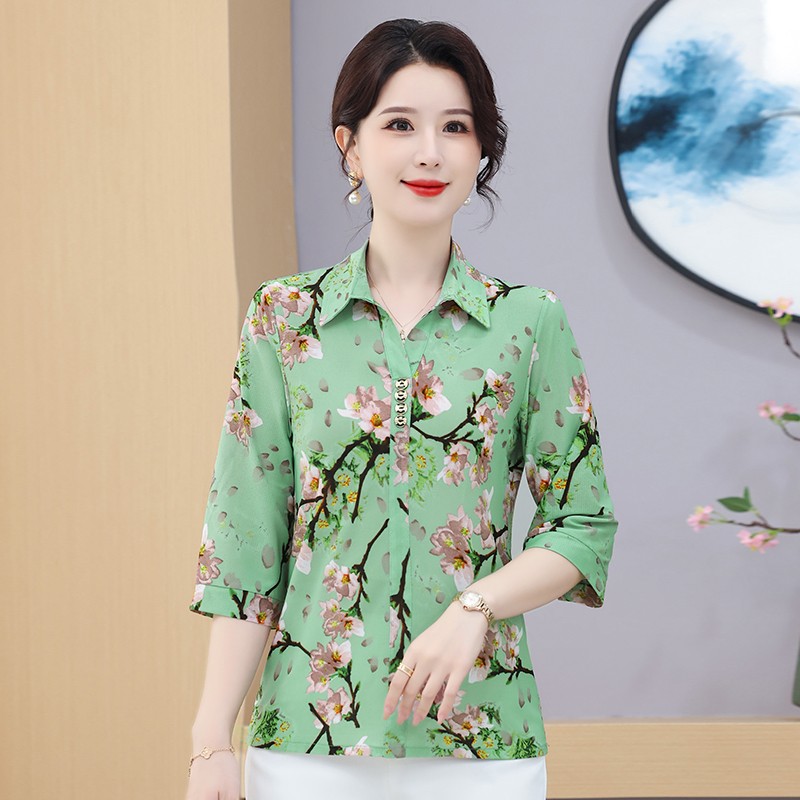 Summer Clothing For 70 Year Old Woman - Повседневная Свободная блузка с отложным воротником