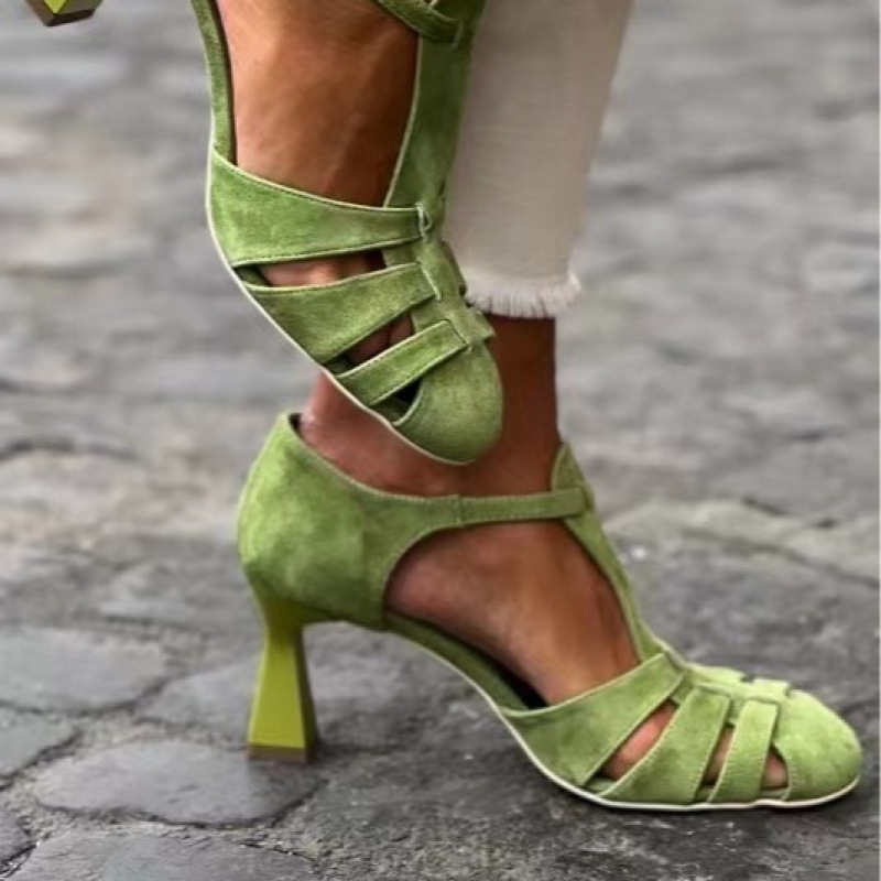 Summer Clothing Offers - Женские зеленые замшевые туфли-лодочки на каблуке-рюмочке