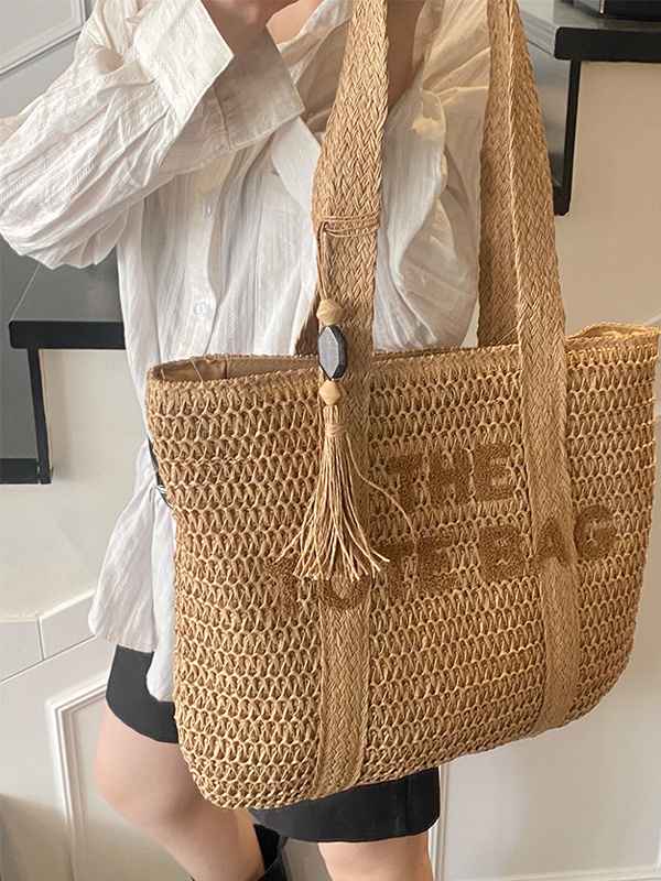 Beach Bag Straw - Летняя пляжная сумка-тоут из плетеной соломки
