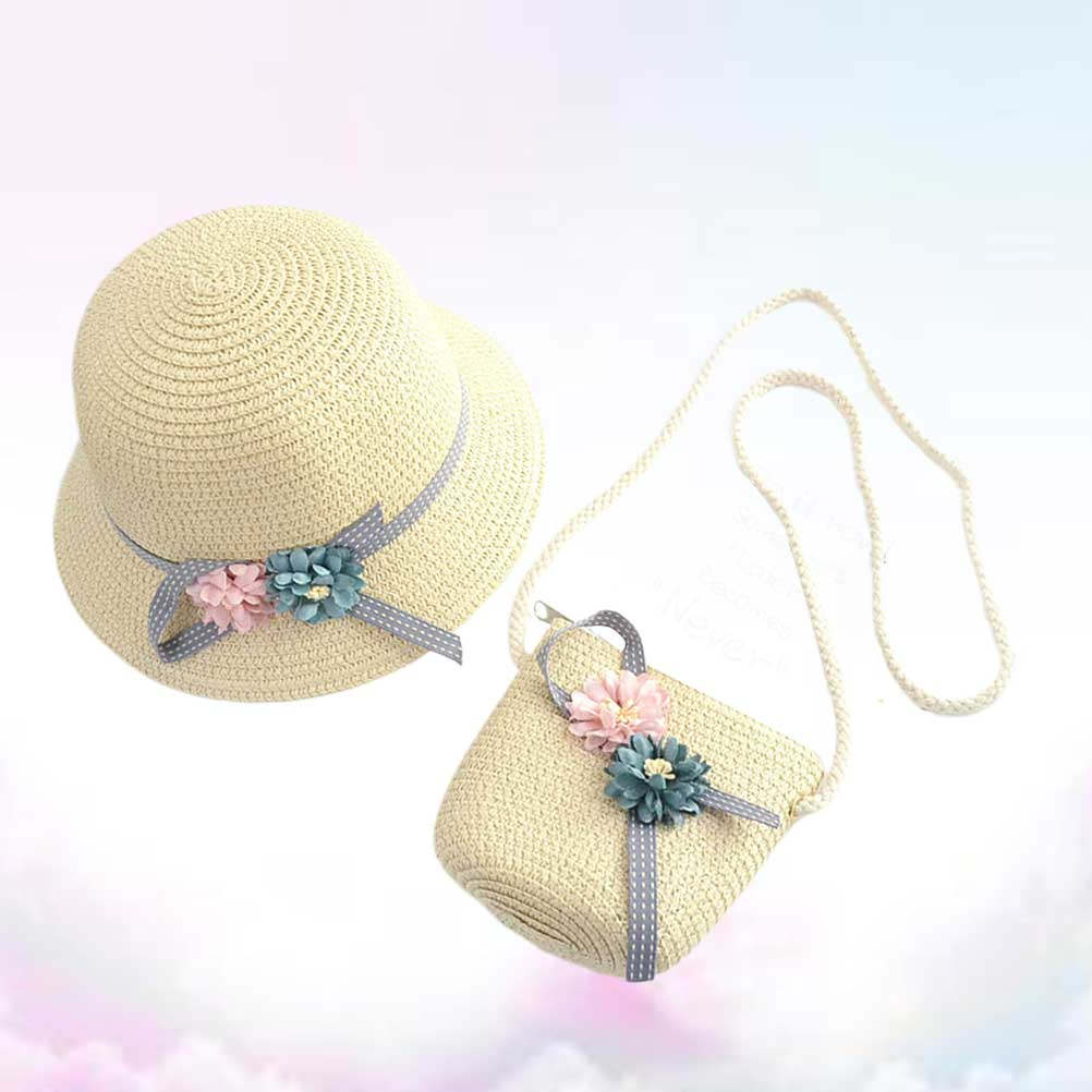 Beach Bag Straw - 1 комплект: бежевая детская соломенная шляпа