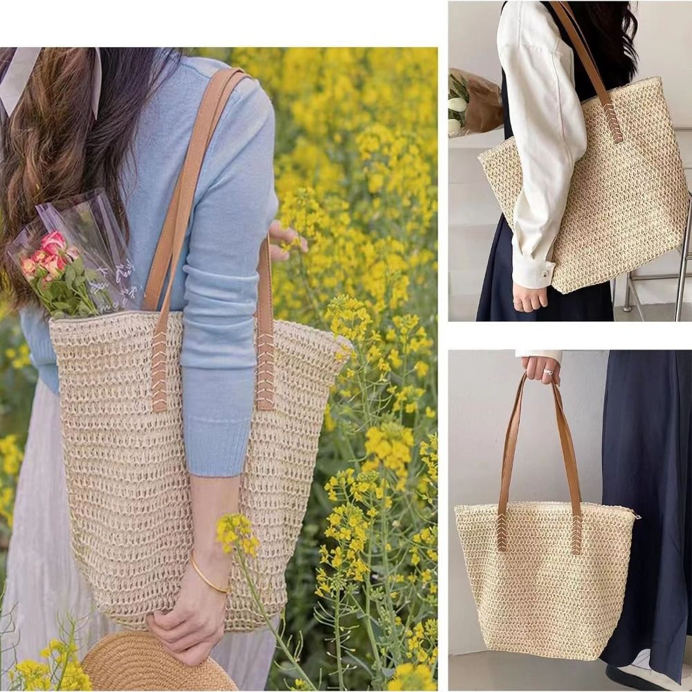 Модная однотонная плетеная сум – обзор и цена Beach Bag Straw