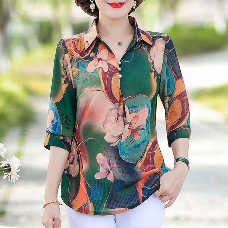 Рубашка женская с цветочным пр – обзор и цена Summer Clothing For 70 Year Old Woman