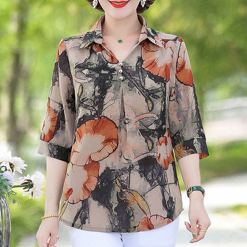 Рубашка женская с цветочным пр – обзор и цена Summer Clothing For 70 Year Old Woman