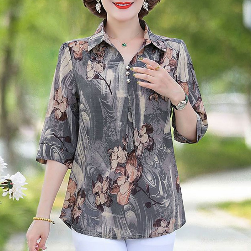 Рубашка женская с цветочным пр – обзор и цена Summer Clothing For 70 Year Old Woman