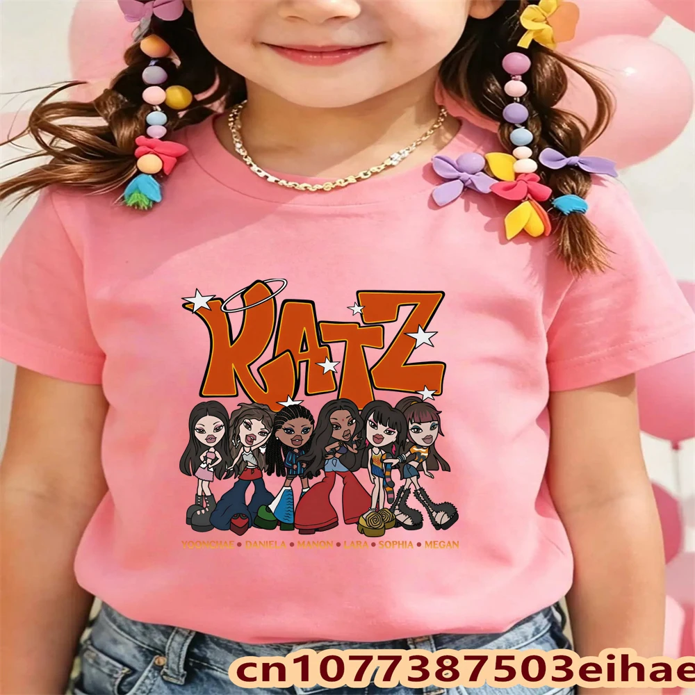 Футболка KATSEYE с модным прин – обзор и цена Summer Clothing Kids Sale
