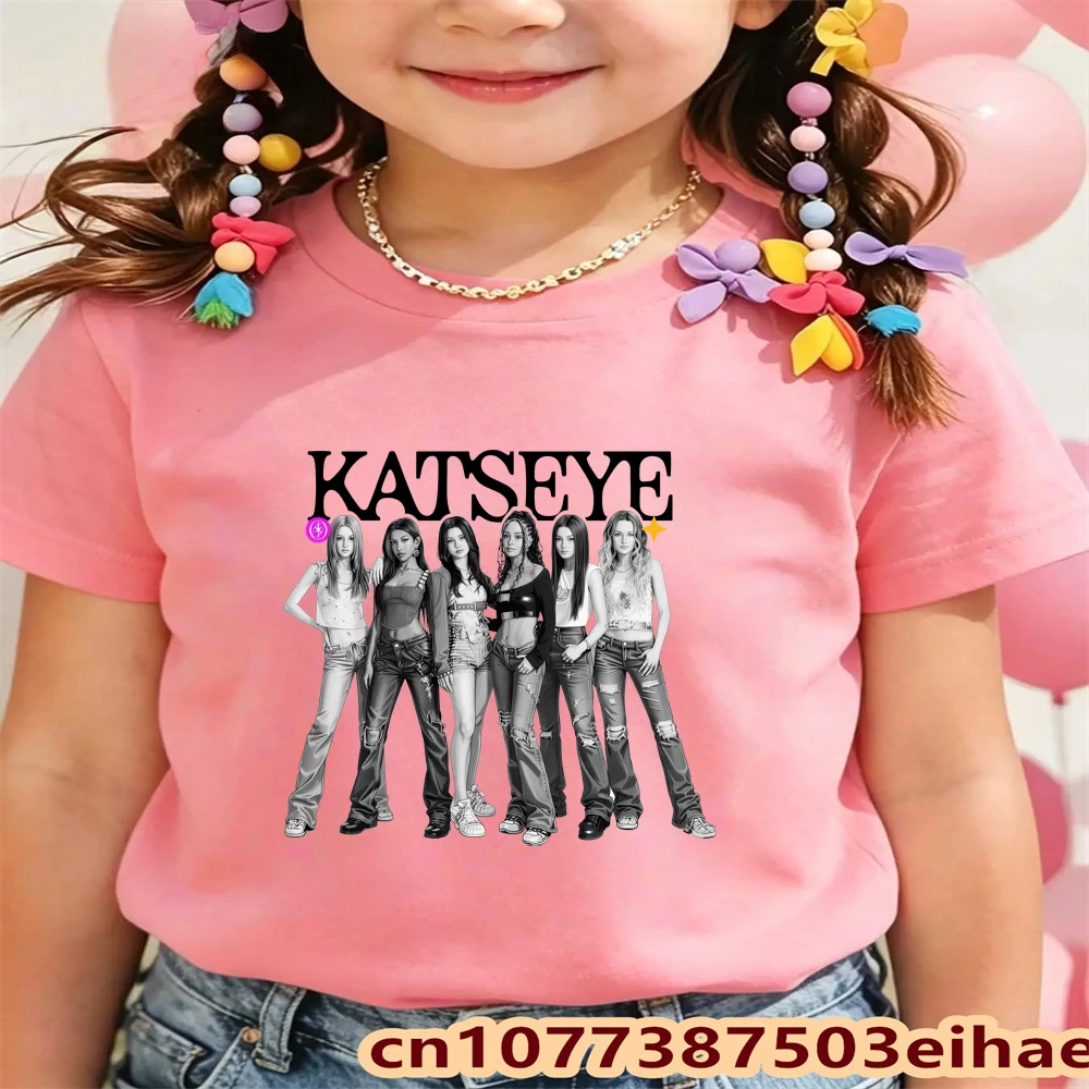 Футболка KATSEYE с модным прин – обзор и цена Summer Clothing Kids Sale